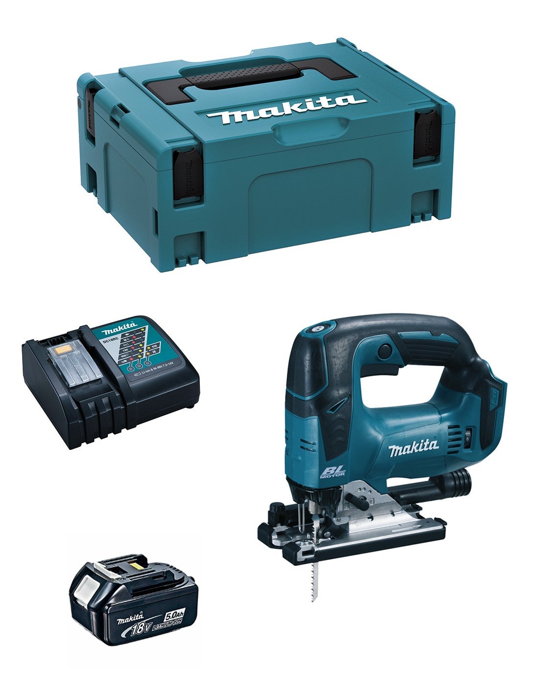 Makita DJV182RTJ - Scie sauteuse sur accu LXT 18V + 2x BL1850 + 1x DC18RC +  Makpac