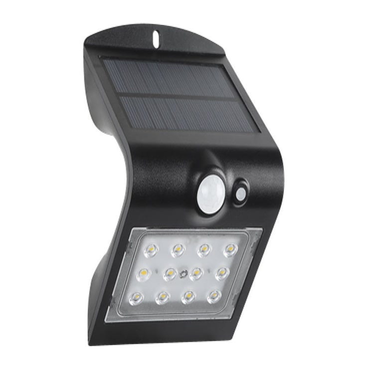 Pack 6 Apliques de Pared Solares LED 2 Luces con Sensor Crepuscular y  Movimiento Negro 7500K 20000H 7hSevenOn