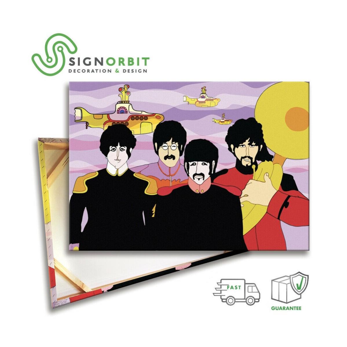 Tableau The Beatles Grunge Abstract - Impression Sur Toile Murale - Neuf Moderne