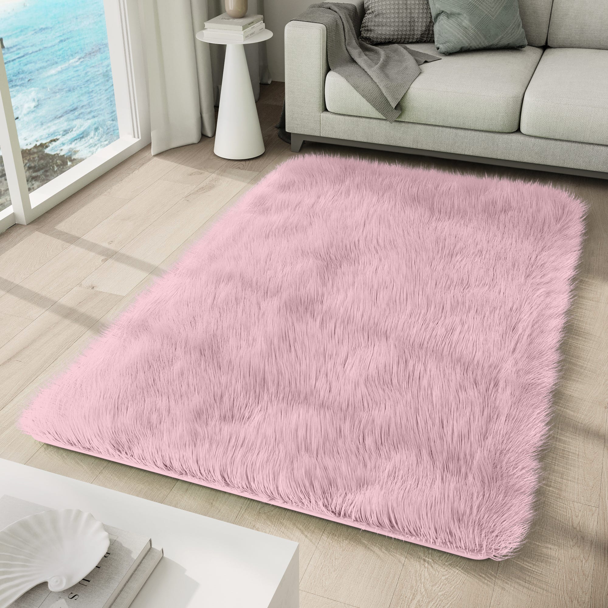 TAPISO Silk Alfombra de Salón Sala Antideslizante Moderno Rosa Shaggy Pelo  Largo Suave 200 x 300 cm