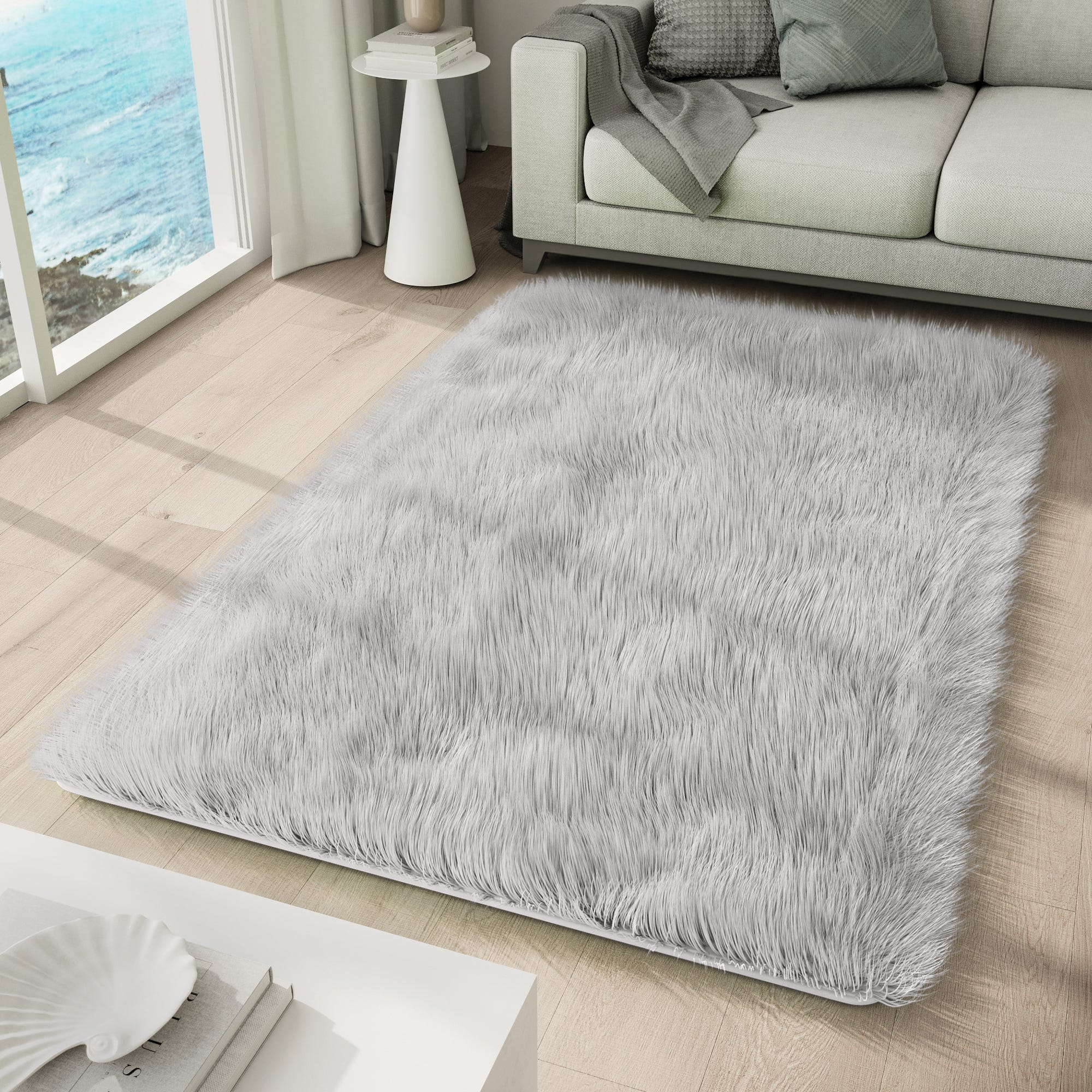 RUGTUDER Alfombra gris para dormitorio, alfombra suave