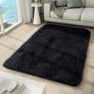 Tapiso tapis salon chambre shaggy essence noir uni moderne doux 120x170 cm  P113A BLACK 1,20*1,70 ESSENCE - Conforama