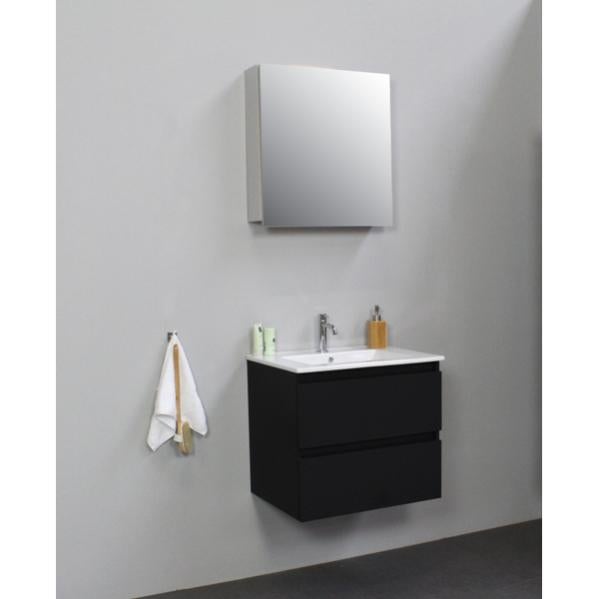 Meuble Lavabo BRIDGE BENO 50cm - Armoire Mural Avec Étagère Latérale - Rangement Optimisé Pour Petites Salles De Bain - Finition Golden Sand Ou Blanc Mat