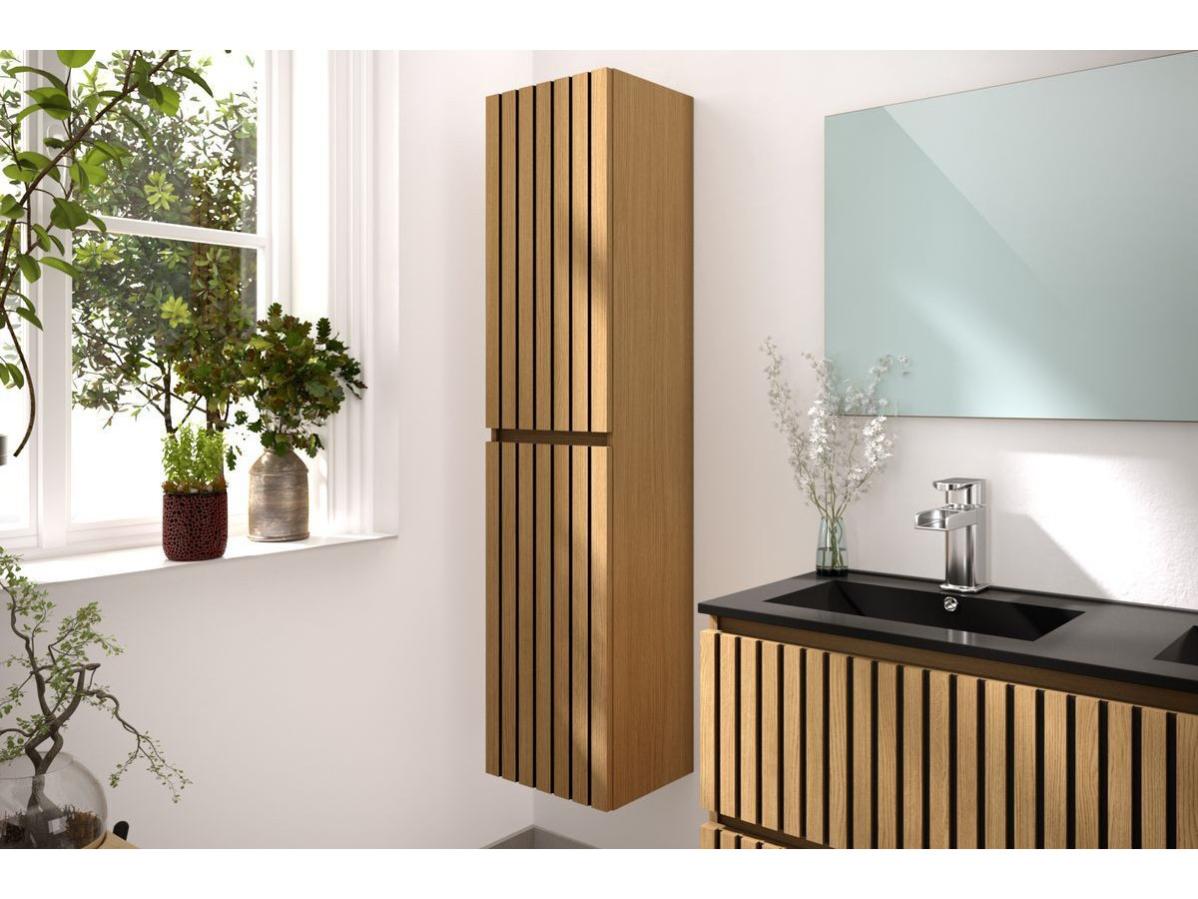 BOBOCHIC Colonne de salle de bain 140 cm KALEO TASSEAUX bois clair