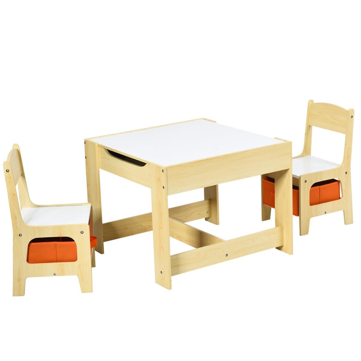 Table Et 2 Chaises En Bois Pour Enfants - Ensemble Jeu Et Activité, Design Moderne Et Solide
