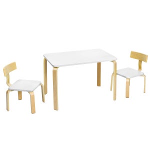 Ensemble Table et Chaise pour Enfant Inclus 1 Table et 2 Chaises Bonne  Protection en Bois Courbé Rose - Costway