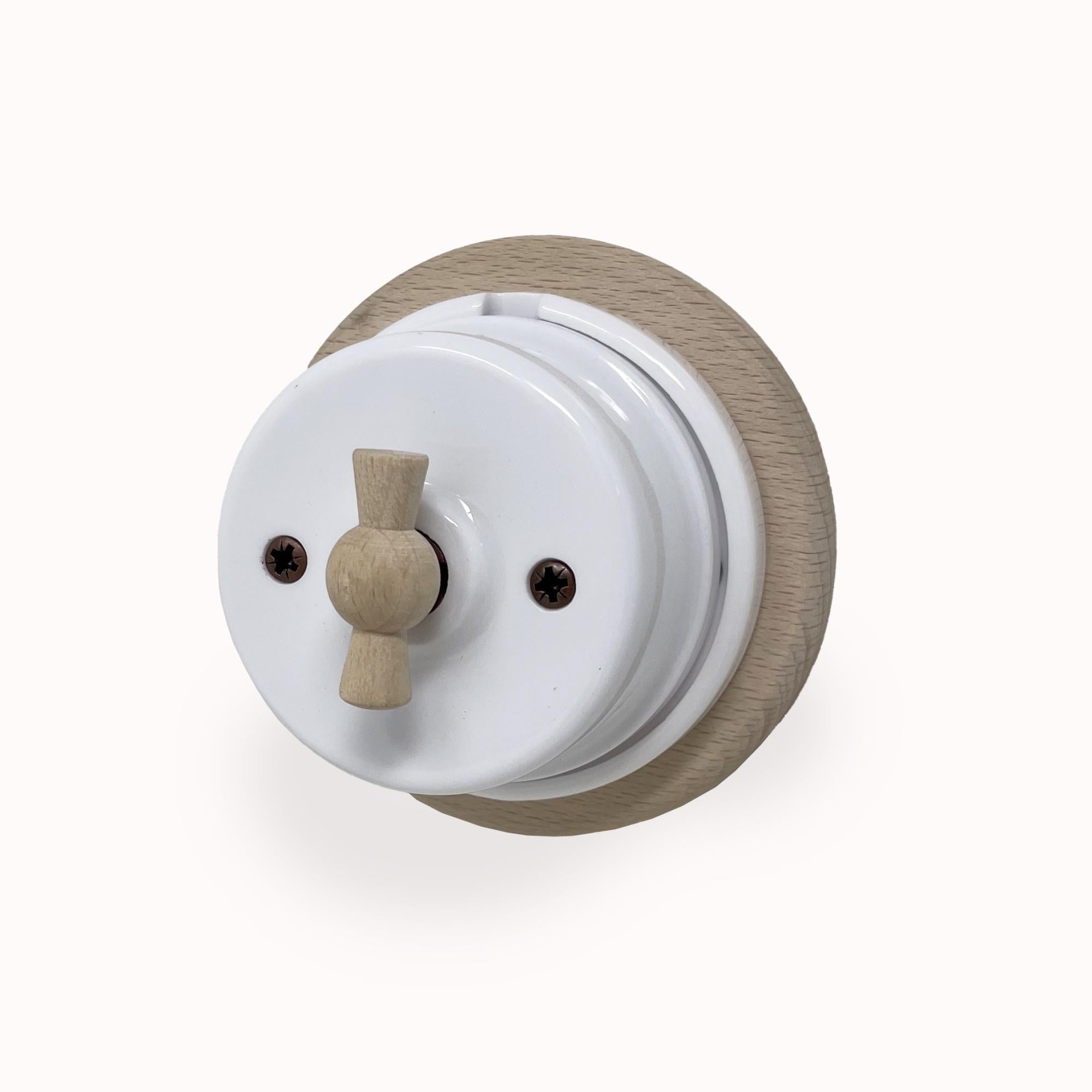 Interruttore Rotativo Vintage Da Parete Porcellana Marrone - Foto 3