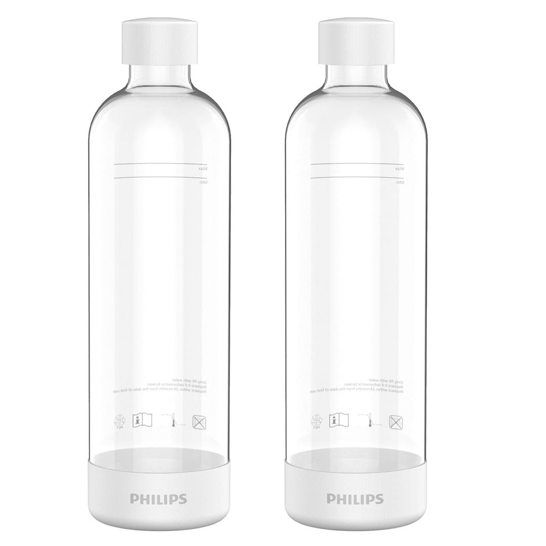 Gasatore Acqua Philips GoZero Water Italia + 1 Bott. da 1Lt + 1 Bombola Co2  Da 450Gr colore Bianco