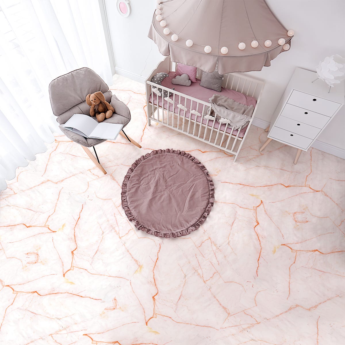 Adesivi per pavimenti in marmo bianco rosa antico antiscivolo - Sticker  adesivo - adesivi murali - 60x60cm