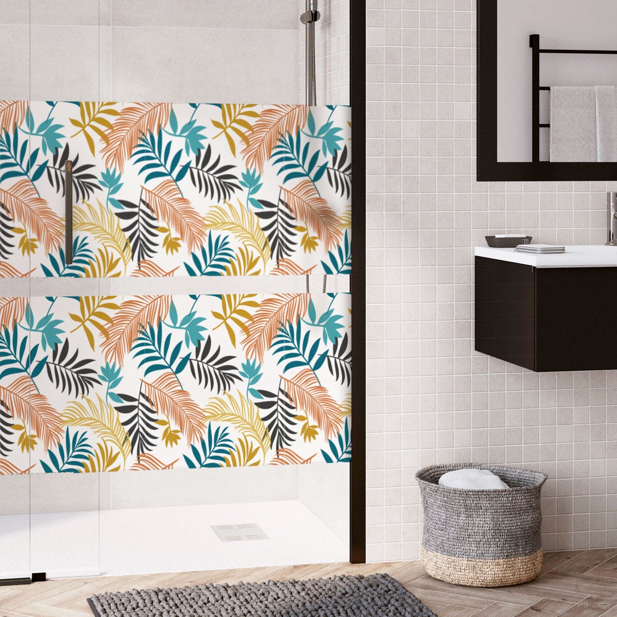 Adesivo oscurante e privacy per finestra 1 metro x 40 cm foglie di palma  colorate - Sticker adesivo - adesivi murali