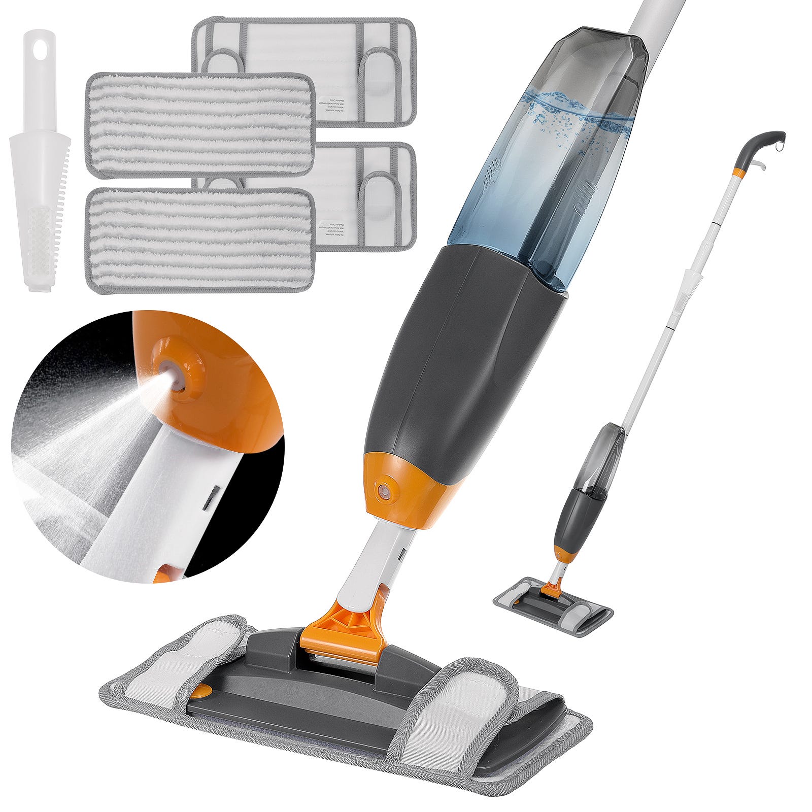 Spray Mop, mop per pavimenti con spray mop Mop spray in microfibra con 4  cuscinetti lavabili per la pulizia dei pavimenti