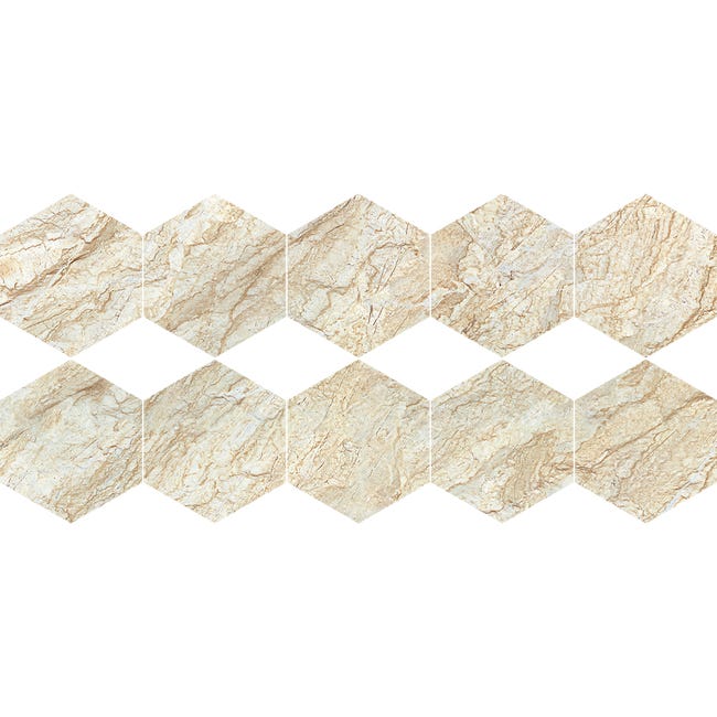 Vinilo piso de mármol hexágonos valencia antideslizante - adhesivo pared - sticker  revestimiento - 40x90cm-10stickershexagones20x18cm