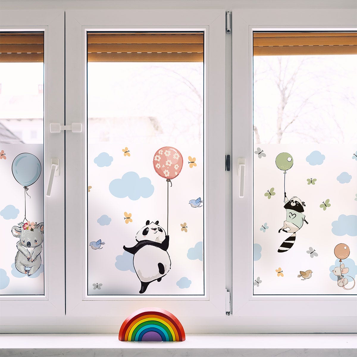 Adesivo oscurante e privacy per finestra 100 x 40 cm animali felici sono  volati via - Sticker adesivo - adesivi murali
