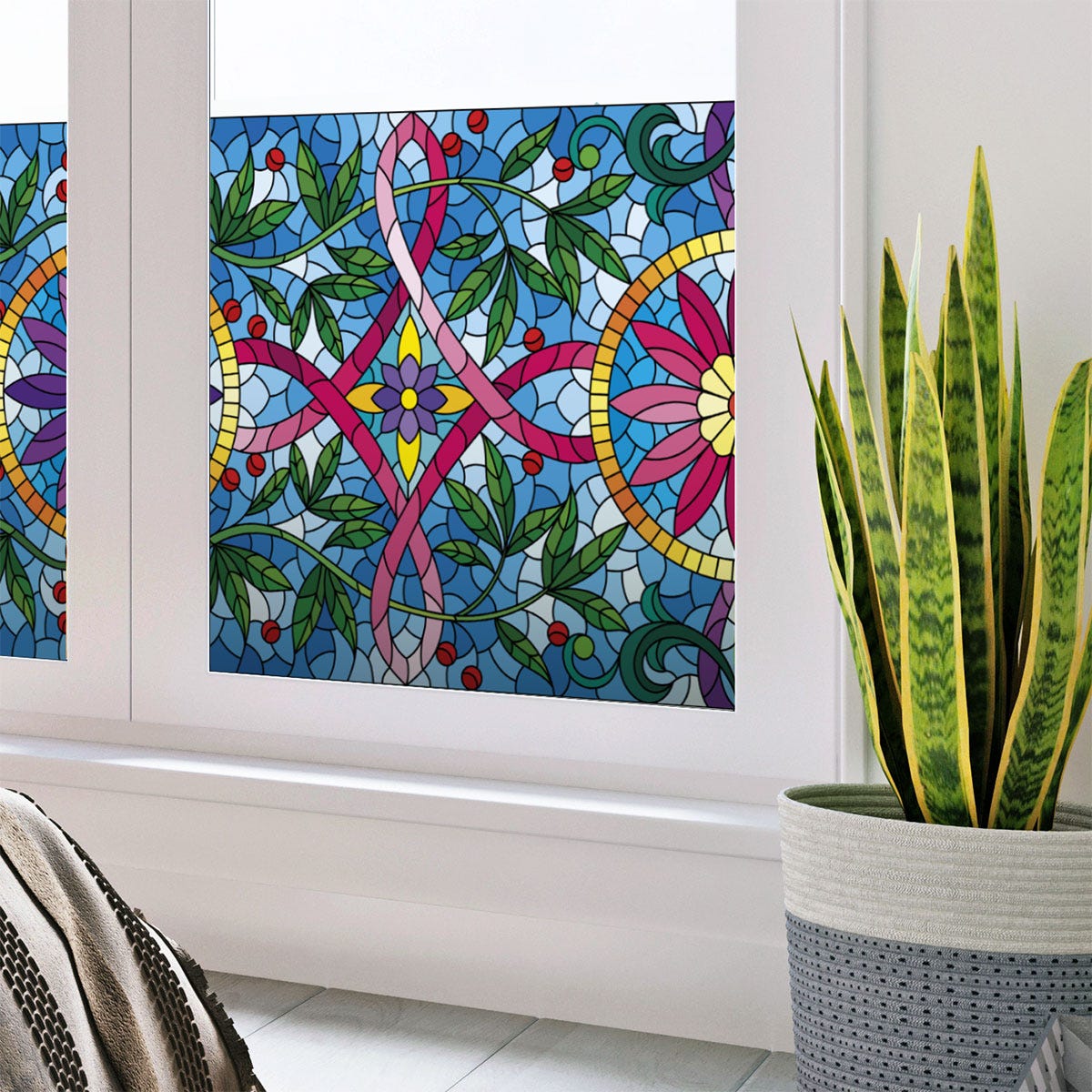 Vinilo opaco y privacidad para ventana 100 x 40 cm hojas de palma -  adhesivo de pared - revestimiento sticker mural decorativo
