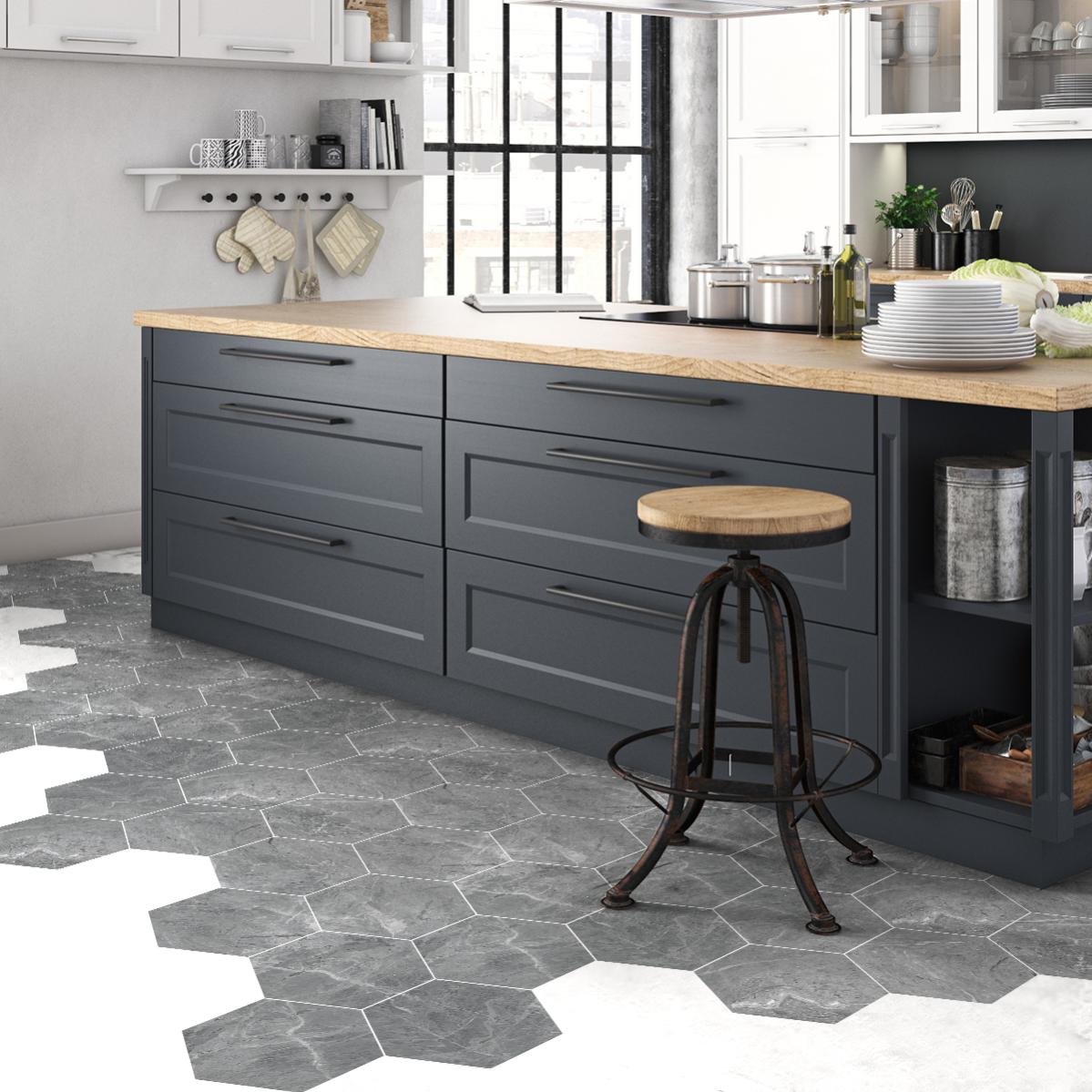 Adesivi In Marmo Esagonale Da Pavimento Santorini Antiscivolo - Sticker - Foto 7