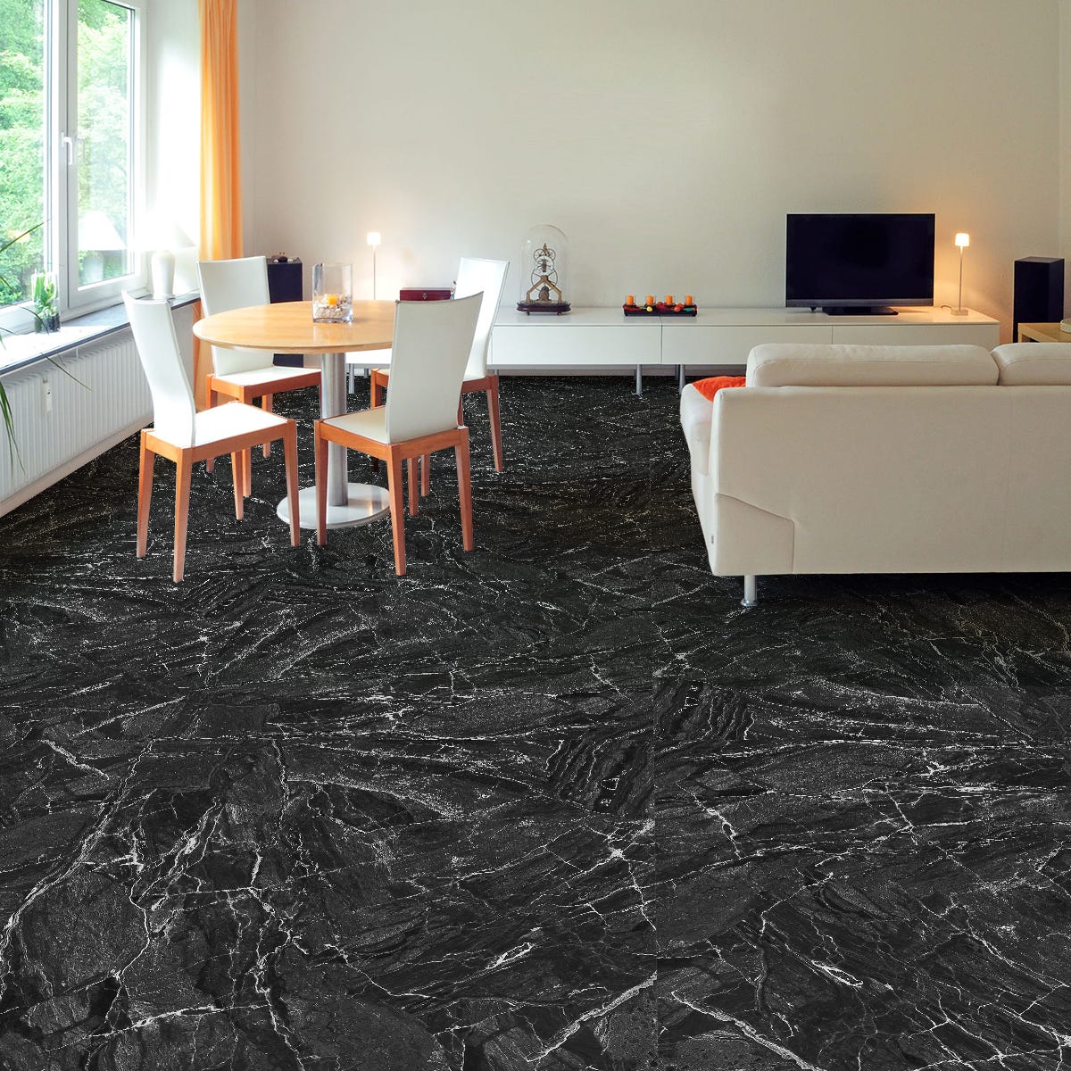 Adesivi per pavimenti in marmo nero antico antiscivolo - Sticker adesivo -  adesivi murali - 40x40cm