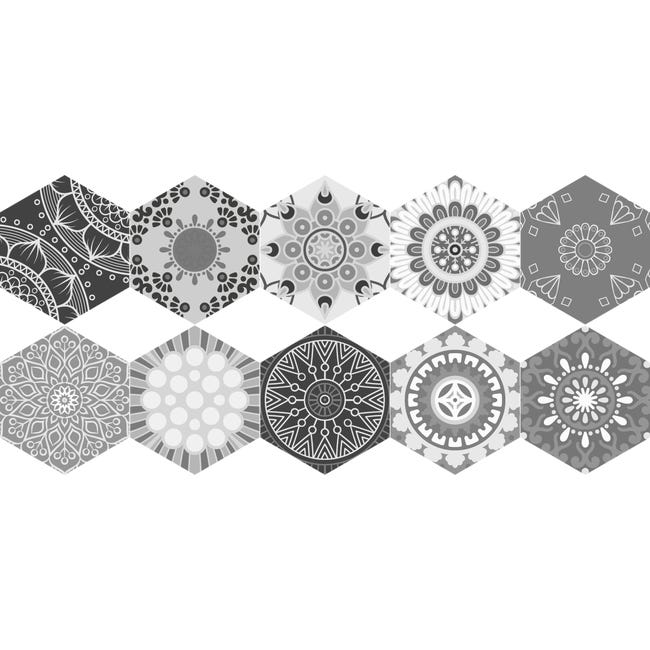 Vinilo baldosas suelo hexagons luiza antideslizante - adhesivo pared -  sticker revestimiento - 60x135cm-10stickershexagones30x26cm