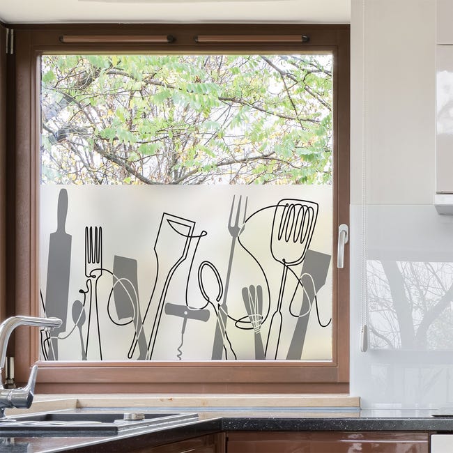 Arcaico Janice preparar Adhesivo de ventana 1 metro x 40 cm utensilios de cocina - adhesivo de  pared - revestimiento sticker mural decorativo | Leroy Merlin