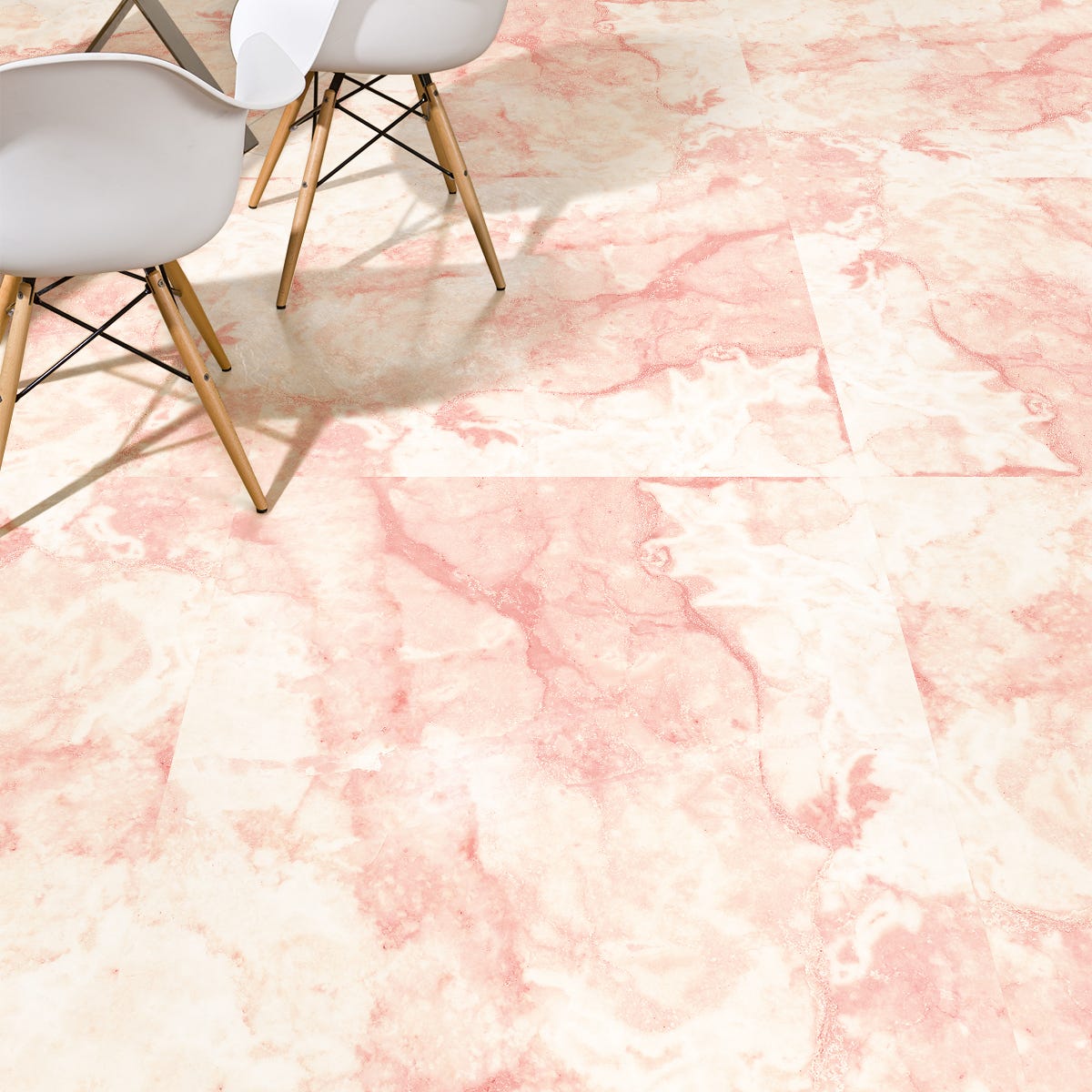 Adesivi per pavimenti in marmo rosa e dorature antiscivolo - Sticker adesivo  - adesivi murali - 30x30cm