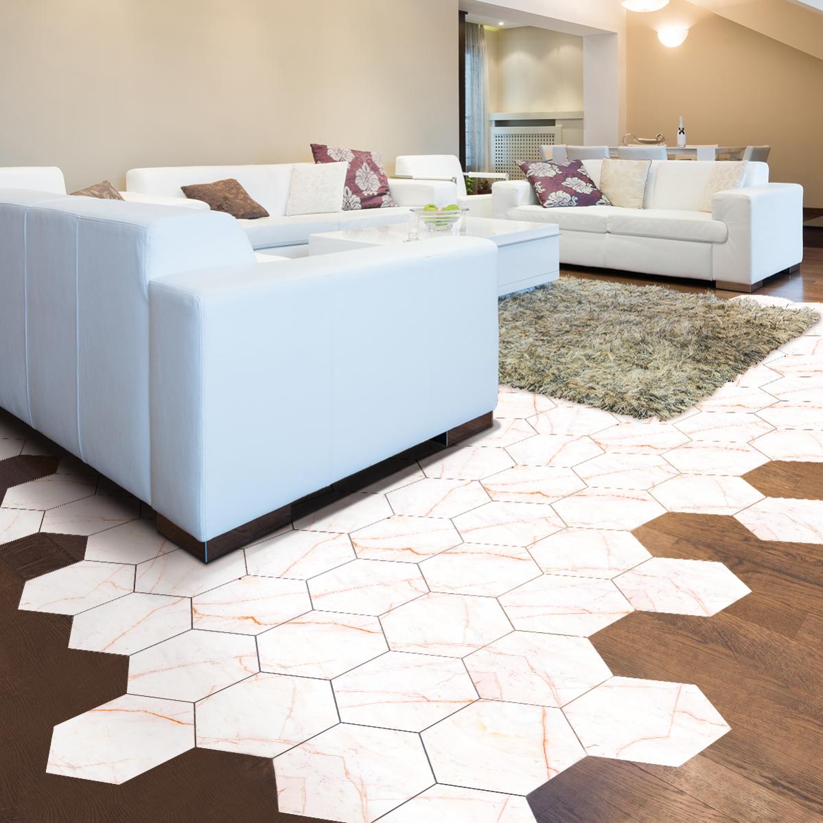 Adesivi Piastrelle Esagonali PVC - 10 Pezzi, Impermeabili, Antiscivolo, Per Cucina E Bagno, Grigi E Bianchi - Foto 12