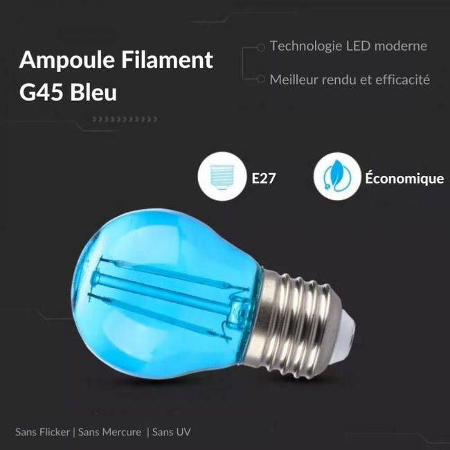Ampoule E27 2W filament LED G45 2700 kelvin pour guirlande guinguette