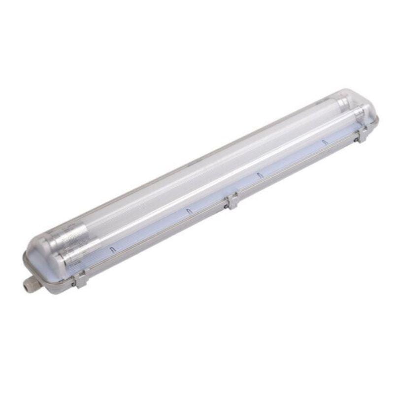Kit de Réglette LED Double étanche + 2 Tubes Néons LED 60cm T8 18W - Blanc  Froid 6000K - 8000K - SILAMP