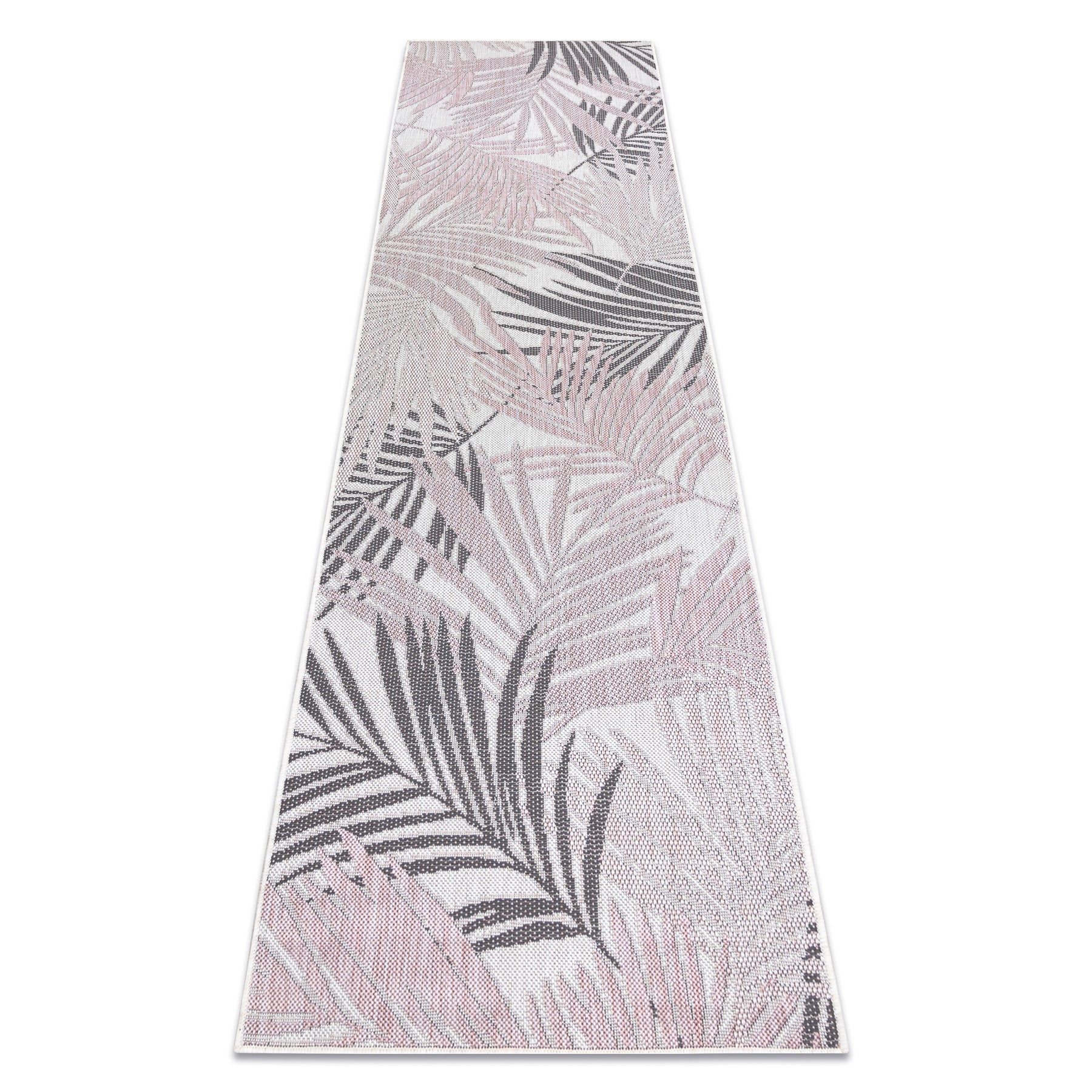 Alfombra sisal sion alfombra de pasillo, hojas de palma, tropical 2837 tejido plano ecru / rosado 80x250 cm