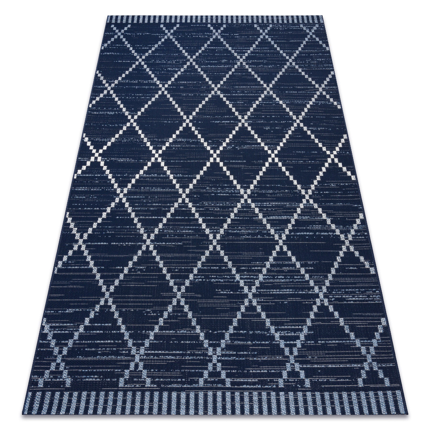 Alfombra de cuerda sisal color 47268/309 rombos cuadrados azul 200x290 cm