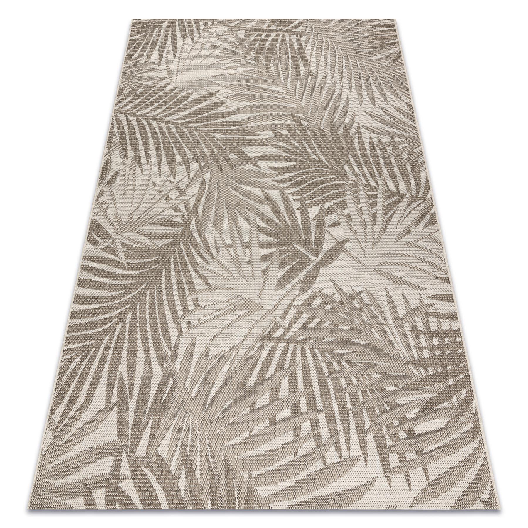 Alfombra de cuerda sisal floorlux 20504 hojas selva color champagne/gris oscuro 80x150 cm