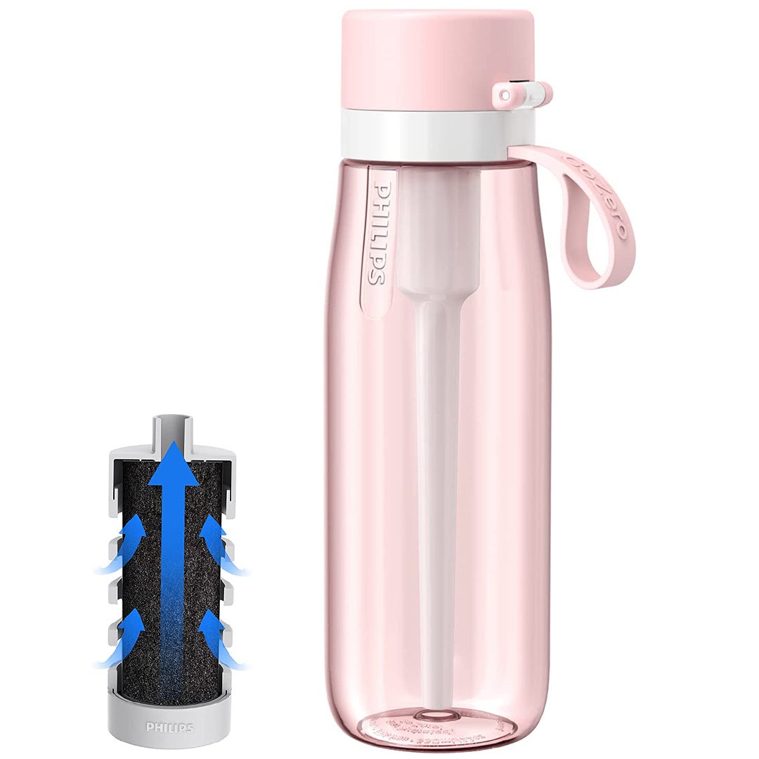 Borraccia Philips GoZero Filtra Acqua, 1 Filtro incluso, Daily Bottle 660ml  Filtrazione Carbone Attivo, Rosa