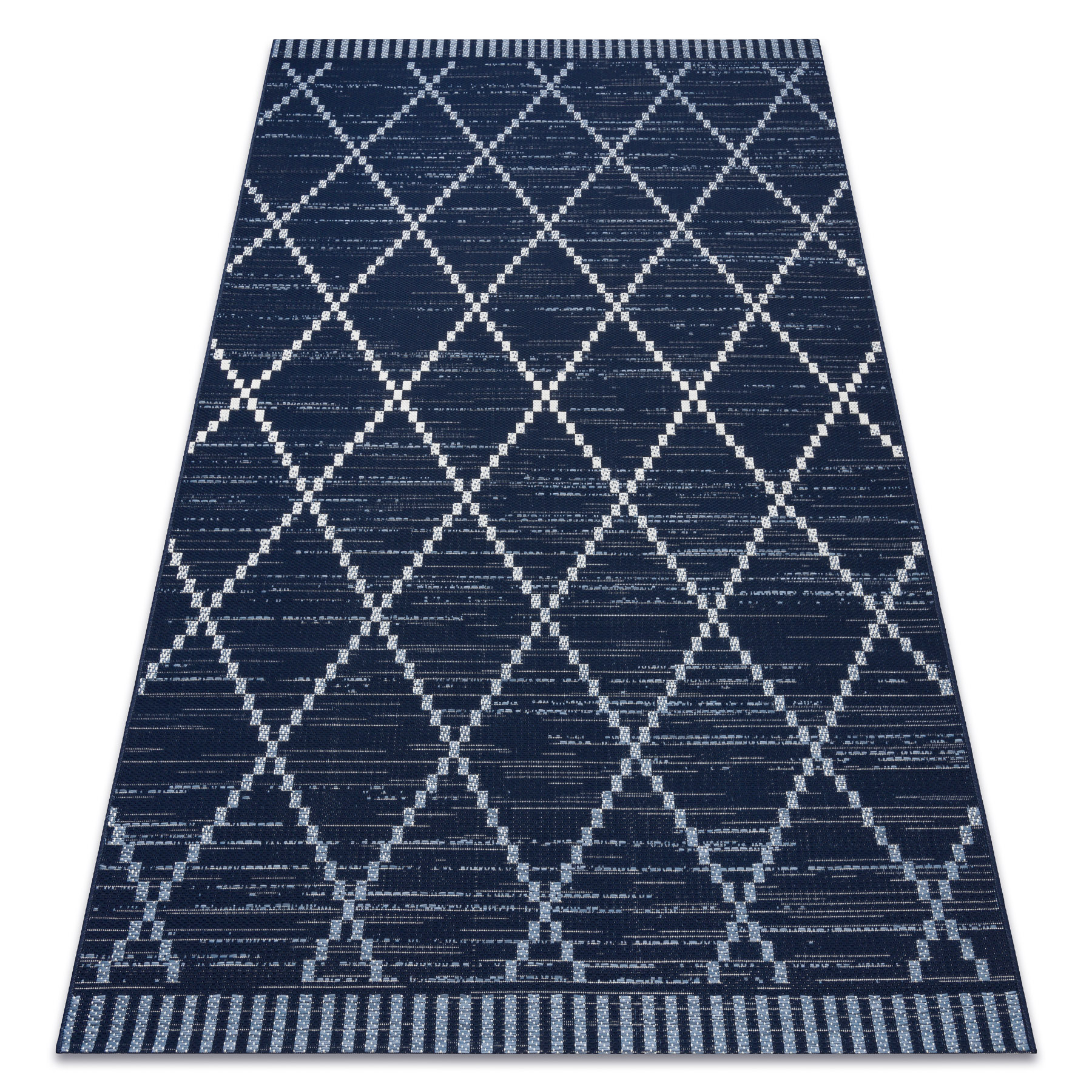 Alfombra de cuerda sisal color 47268/309 rombos cuadrados azul 160x230 cm