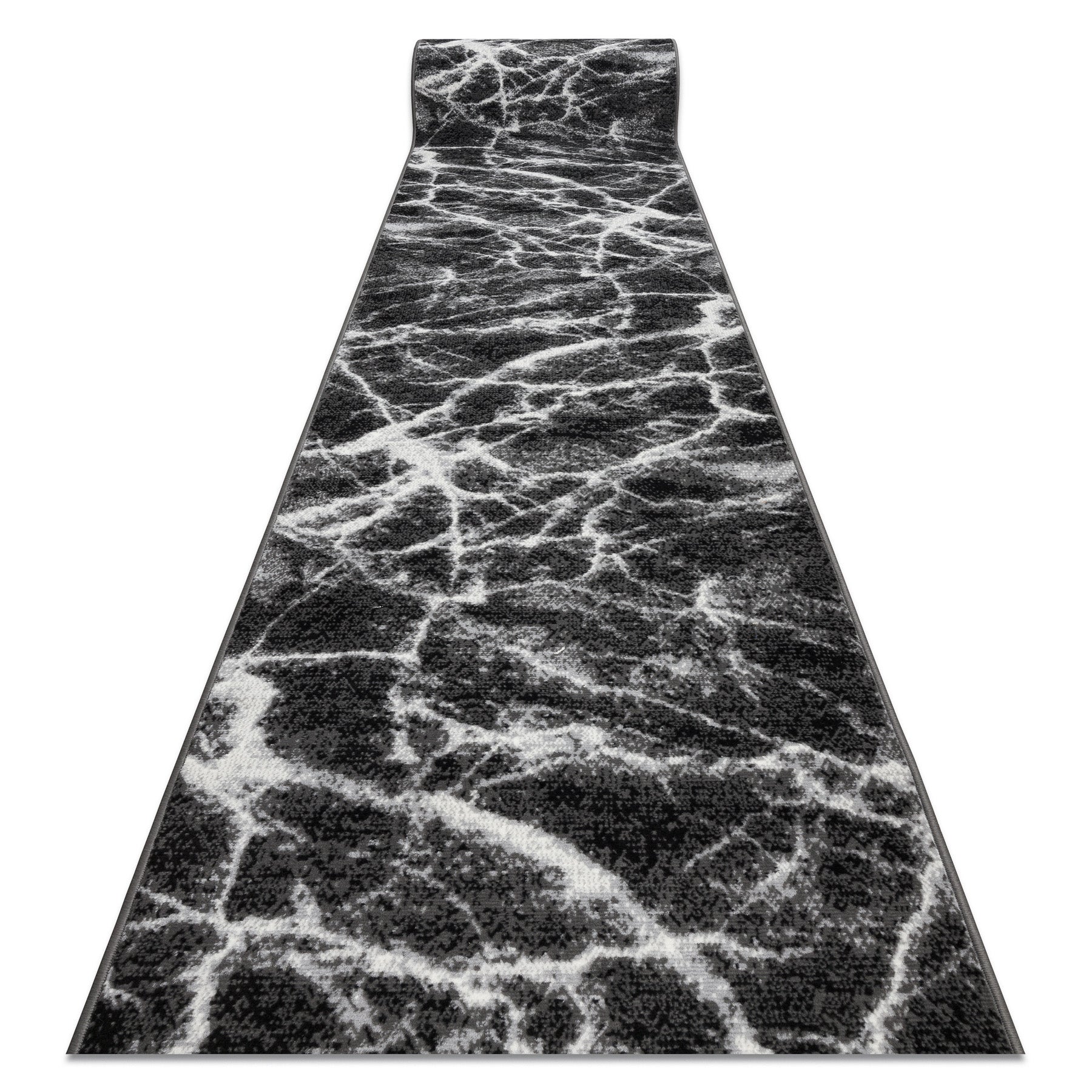 Alfombra de pasillo bcf morad mármol antracita / negro 120 cm 120x370 cm