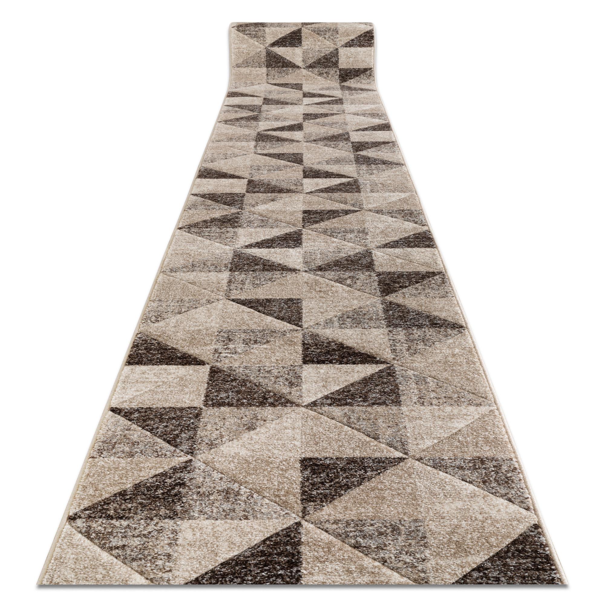 Alfombra de pasillo feel 5672/15055 triángulos beige/marrón/crema 120 cm 120x840 cm