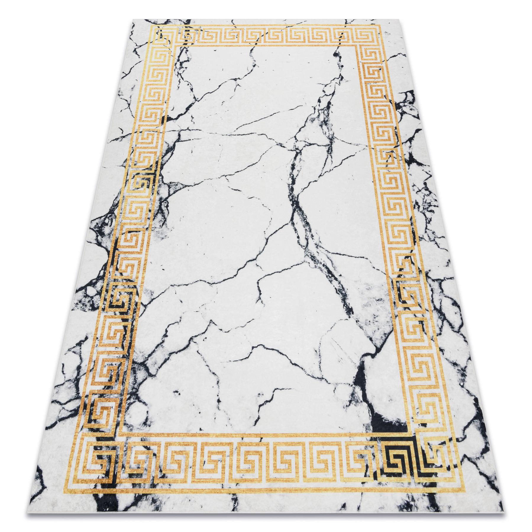 Lot De 4 Tapis Gitans Lavables Romains, Design Grec, Beige, Antidérapants