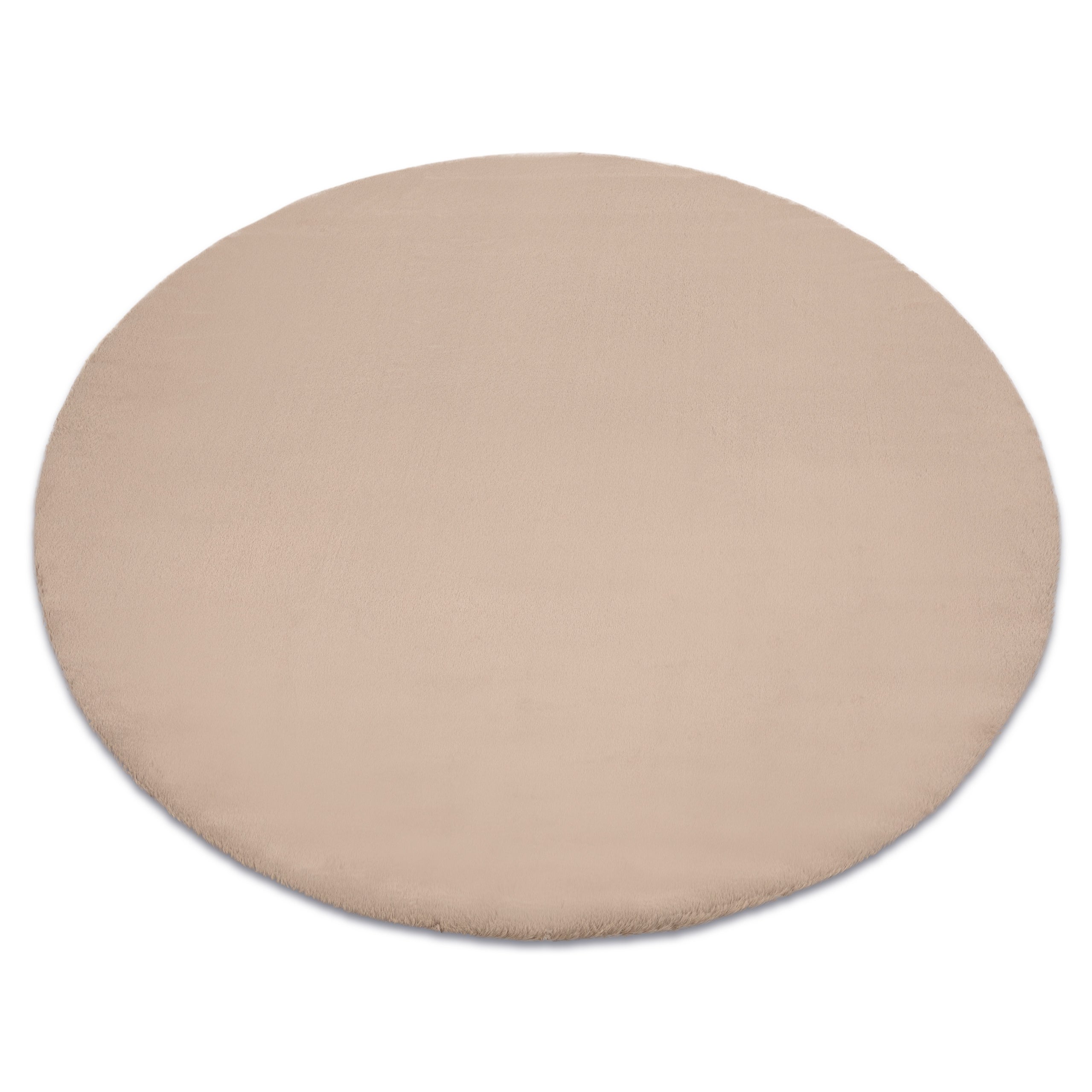 Alfombra bunny círculo beige imitación de piel de conejo circulo 140 cm