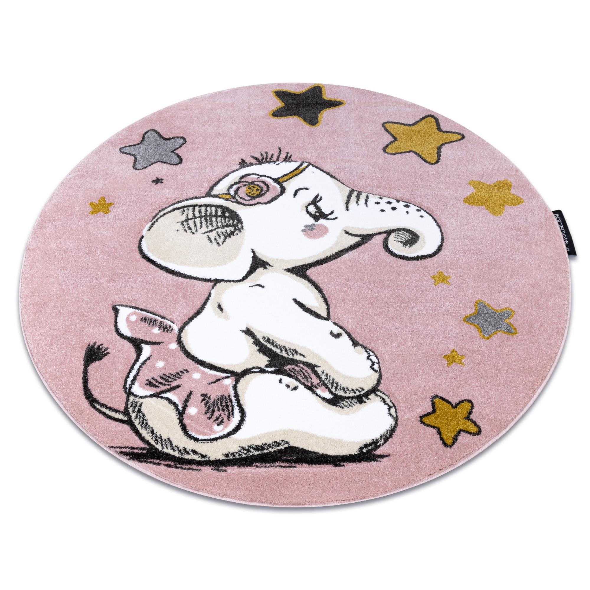 Tapis PETIT ELEPHANT L'ÉLÉPHANT ÉTOILE cercle rose cercle 140 cm