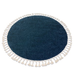 Tappeto BERBER quadrato 9000 blu scuro Frange berbero marocchino shagg  120x120 cm