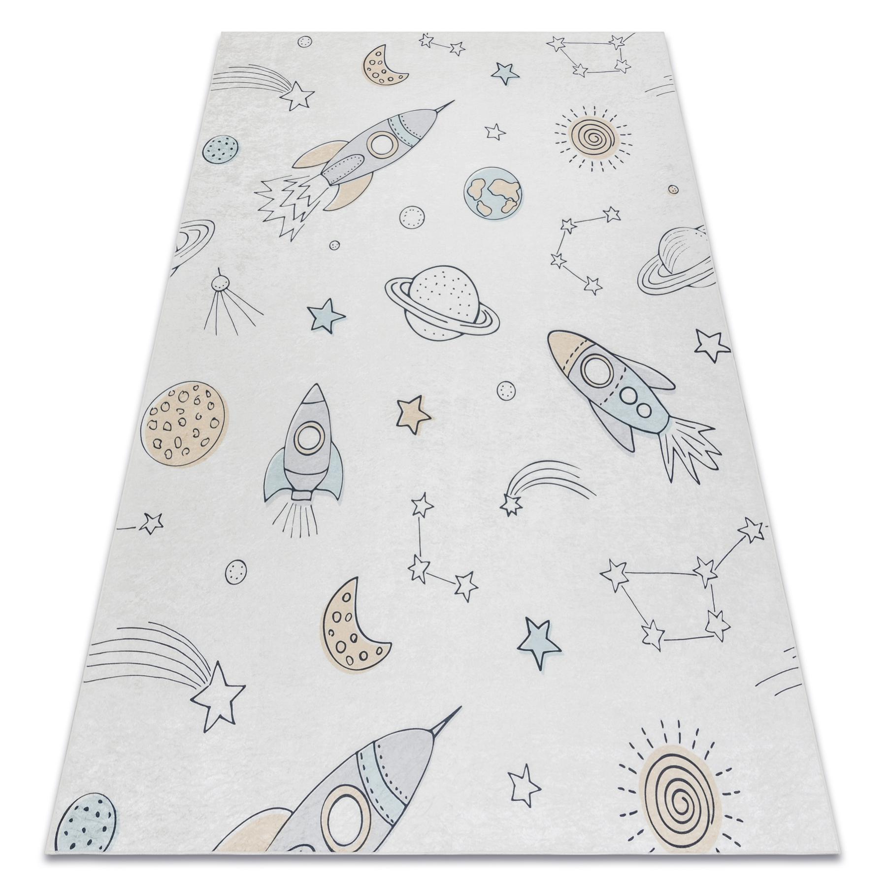 Tapis Enfant Bambino 140x190cm - Lavable Machine, Antidérapant, Motifs Marelle/Chiffres - Rose Pour Chambre