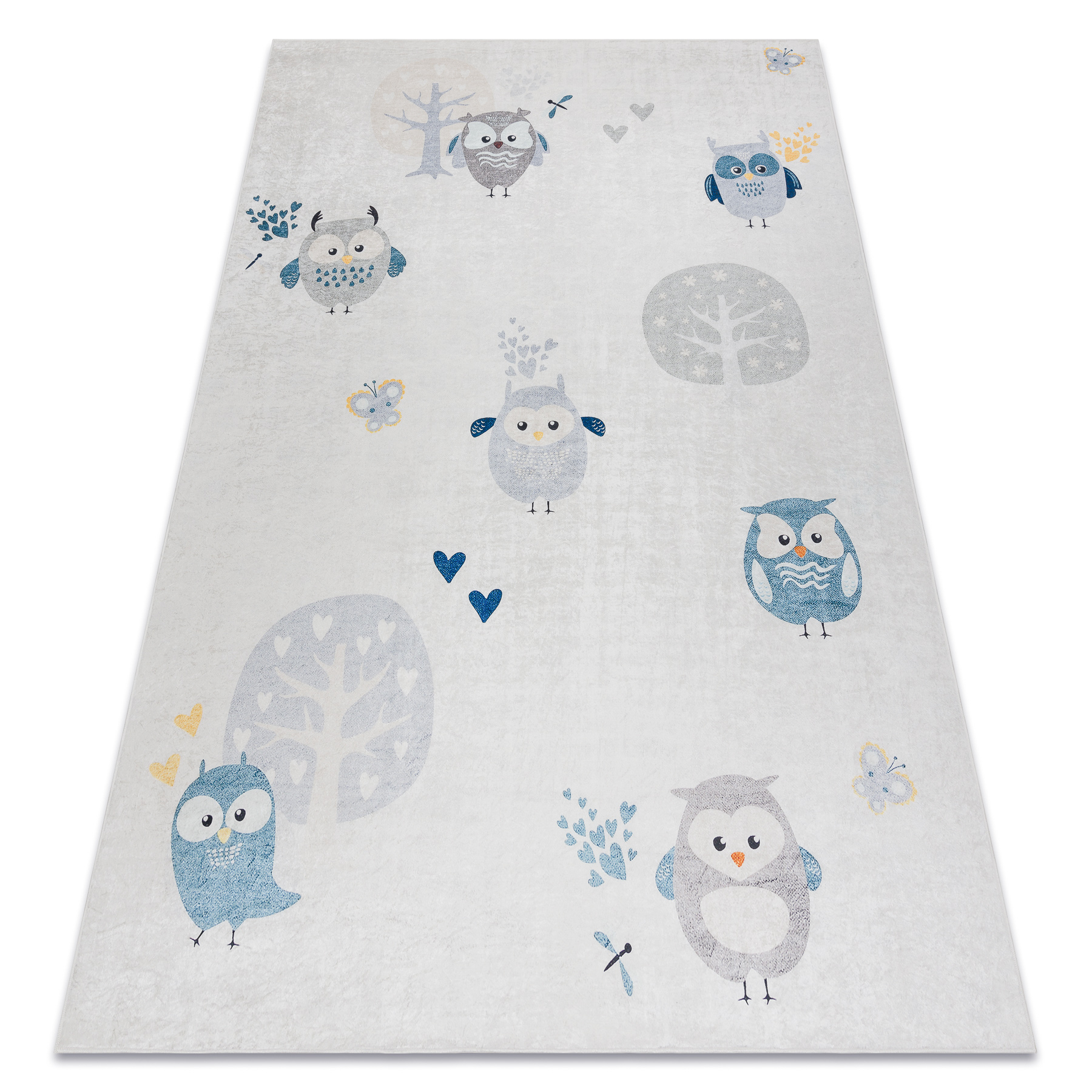 Alfombra lavable bambino 1161 búhos para niños antideslizante - gris 160x220 cm