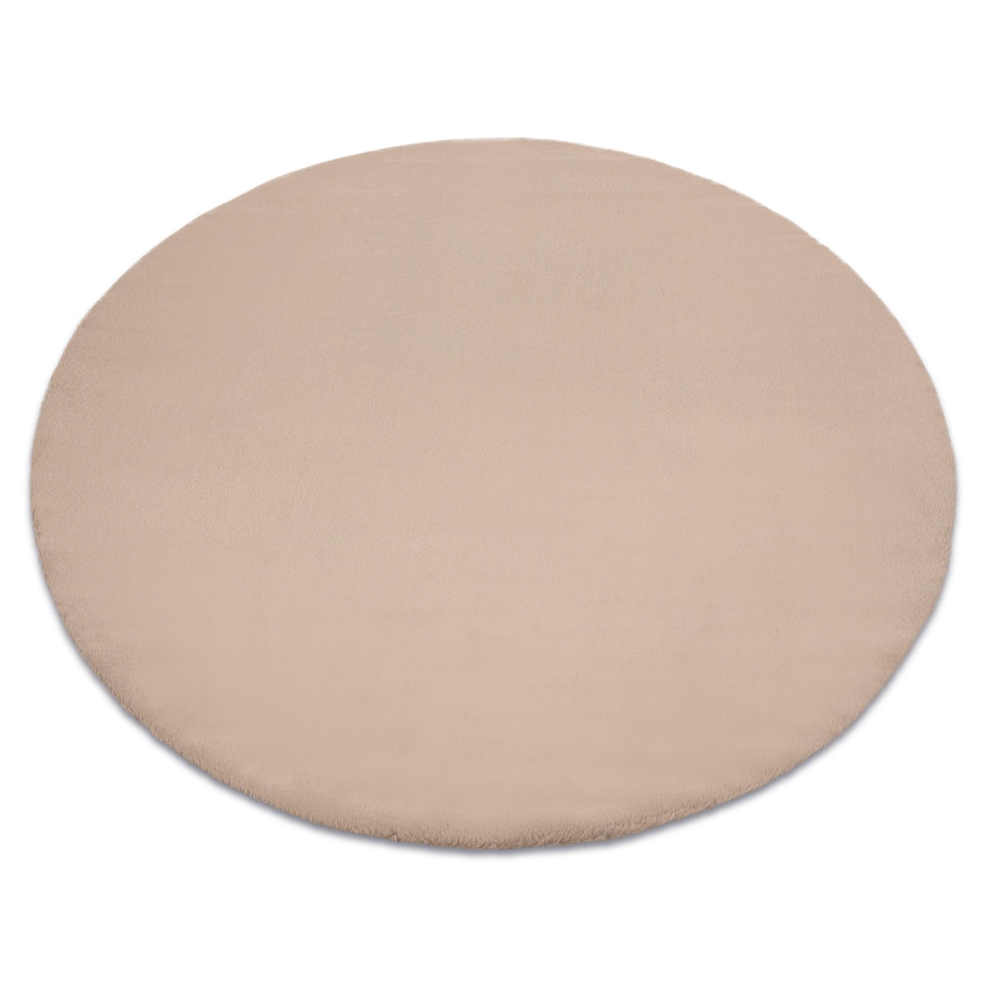 Alfombra bunny círculo beige imitación de piel de conejo circulo 120 cm