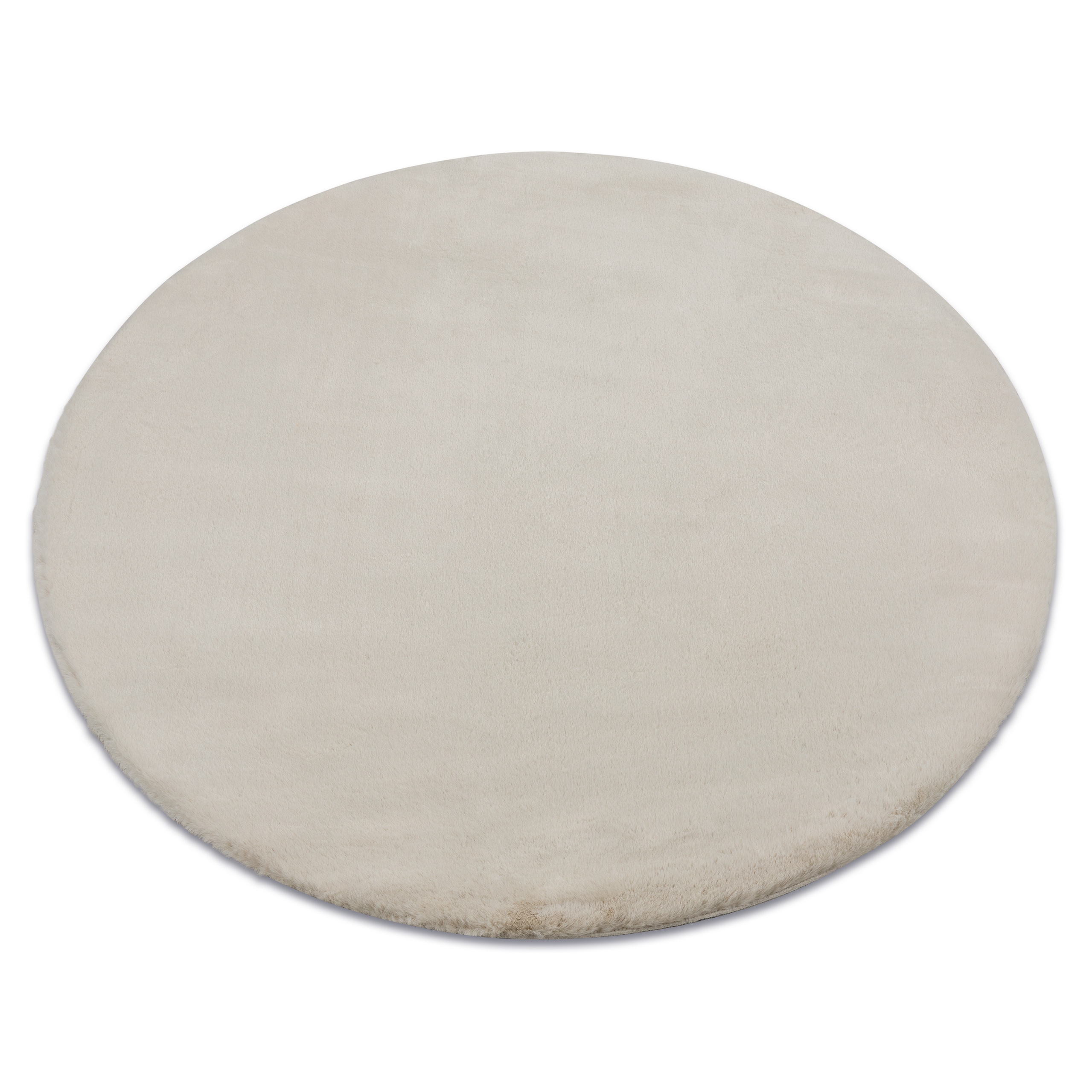 Alfombra bunny círculo beige imitación de piel de conejo circulo 100 cm