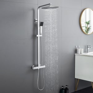 Colonne de douche ECD Germany Système de douche barre de douche tête ronde  salle de bain + buse anti-calcaire