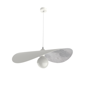 LUMICOM, PIUMA Lampada a Sospensione, 1X E27, max 42W, metallo, bianco  opaco/foglia rame, D.60cm