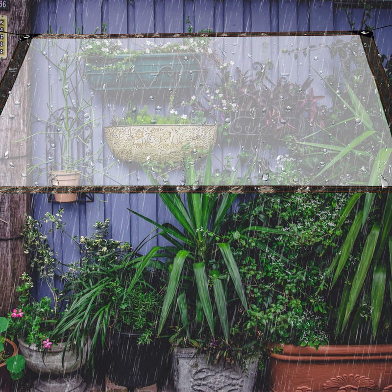 Bâche Transparente avec Oeillets Exterieur Plastique Serre terrasse bâches  de Protection étanche pour extérieur Meubles Jardin