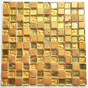 carreaux mosaique or en verre pour mur HEDRA OR