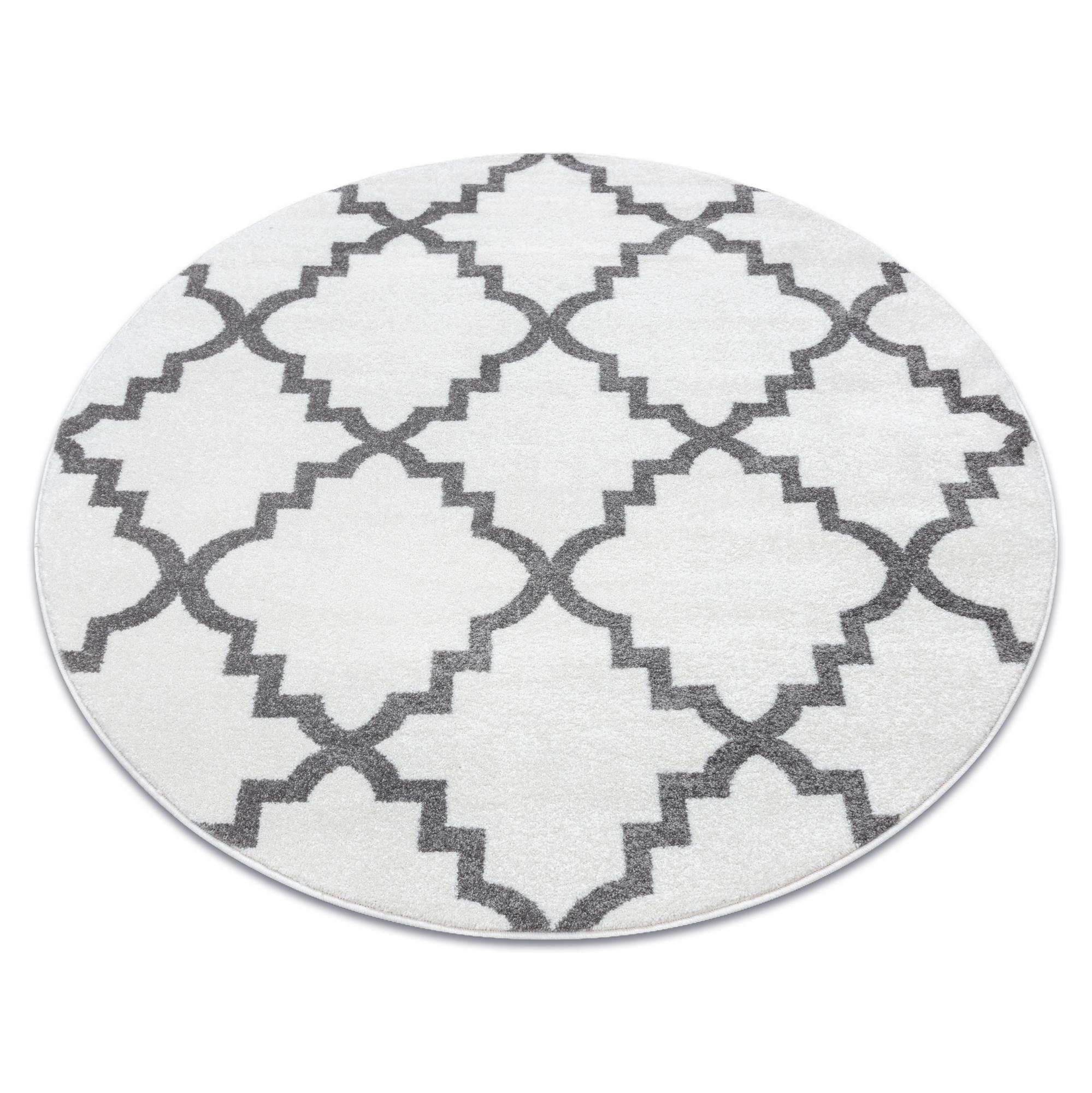 Alfombra sketch círculo - f343 enrejado trébol marroquí crema/gris circulo 100 cm