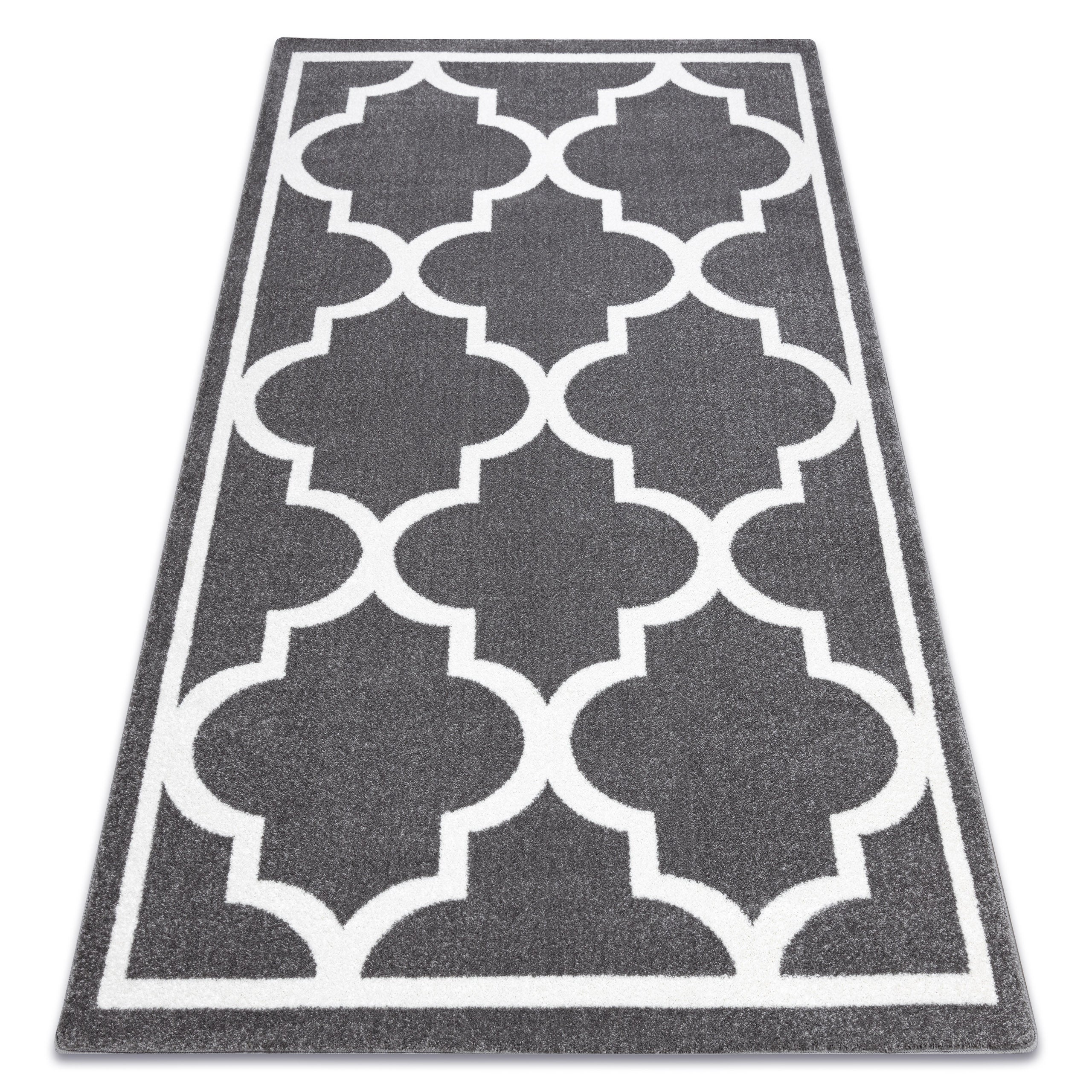 Alfombra sketch - f730 enrejado trébol marroquí gris/blanco 140x190 cm