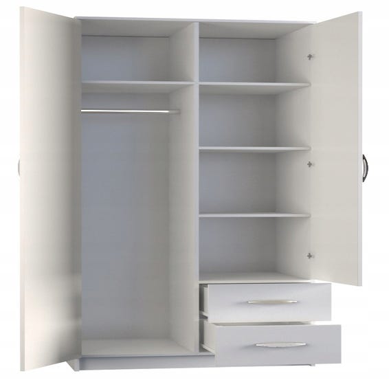 ROMA 80 - Petite Armoire chambre bureau - Penderie multifonctions - 2  portes - Miroir - 2 tiroirs - Meuble de rangement - Dressing - blanc