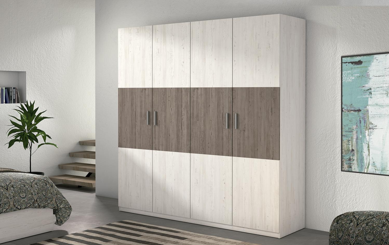 Armoire, meuble de rangement coloris pin andersen, pin gris - Longueur ...