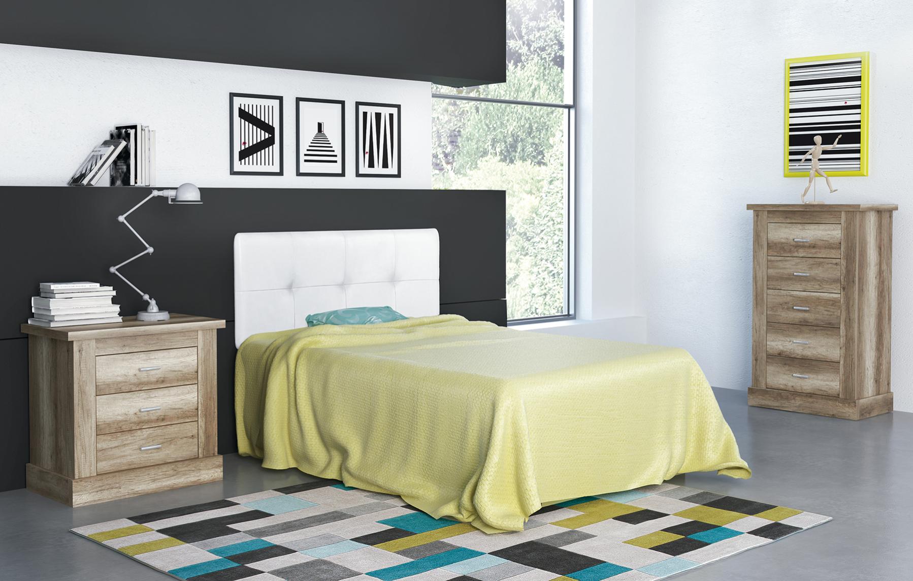 Ensemble chambre à coucher enfant, tête de lit blanc + table de chevet ...